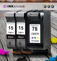 3 Pack - HP 15 & HP 78 Compatible  Ink Cartridge Value Pack