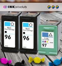 3 Pack HP 96 & HP 97 Ink Cartridge Value Pack. Includes 2 HP 96 Black & 1 HP 97 Color Compatible  Ink Cartridges