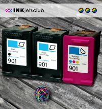 3 Pack - HP 901 Ink Cartridge Value Pack. Includes 2 Black (CC653AN) and 1 Color (CC656AN) Compatible  Ink Cartridges