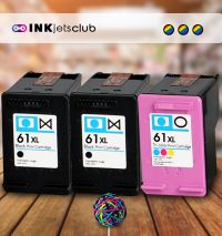 3 Pack - HP 61XL High Yield Compatible Ink Cartridge Value Pack. Includes 2 Black (CH563WN) and 1 Color (CH564WN) Inkjet Cartridges