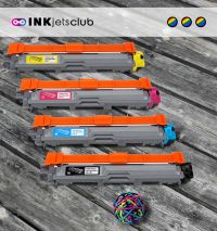4 Pack - Brother TN221Bk Black and Brother TN225 Compatible Toner Cartridge Value Pack. Includes 1 Black, 1 Cyan, 1 Magenta and 1 Yellow Toner Cartridges