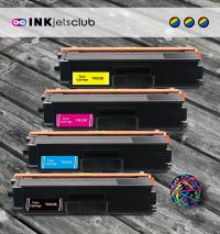 4 Pack - Brother TN336 High Yield Toner Cartridge Value Pack. Includes 1 Black, 1 Cyan, 1 Magenta and 1 Yellow Compatible  Ink Cartridges