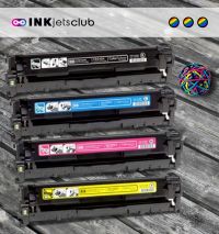 4 Pack - HP 125A Toner Cartridge Value Pack. Includes 1 Black, 1 Cyan, 1 Magenta and 1 Yellow Compatible  Ink Cartridges