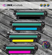 4 Pack - HP 507A Compatible  Toner Cartridge Value Pack. Includes, 1 Black, 1 Cyan, 1 Magenta and 1 Yellow Ink Cartridges