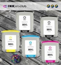 5 Pack - HP 88XL High Yield Ink Cartridge Value Pack. Includes 2 Black, 1 Cyan, 1 Magenta and 1 Yellow Compatible  Ink Cartridges