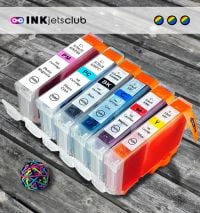 6 Pack - Canon CLI-8 Ink Cartridge Value Pack. Includes 1 Black, 1 Cyan, 1 Magenta, 1 Yellow, 1 Photo Cyan, and 1 Photo Magenta Compatible Ink Cartridges
