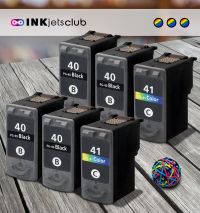 6 Pack - Canon PG-40 & CL-41 Ink Cartridge Value Pack. Includes 4 PG-40 Black and 2 CL-41 Color Compatible  Ink Cartridges.