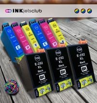 9 Pack - Epson 252XL High-Yield Ink Cartridge Value Pack. Includes 3 Black, 2 Cyan, 2 Magenta and 2 Yellow Compatible  Ink Cartridges