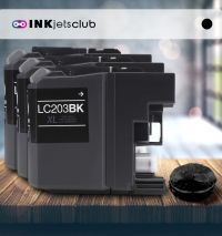 3 Pack Brother LC203BK Compatible High Yield Black Ink