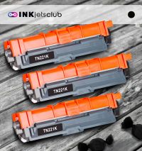 3 Pack Brother TN221BK Black Compatible Toner Cartridge