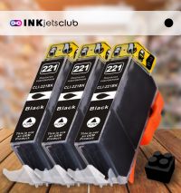 3 Pack Canon CLI221 Black Compatible Inkjet Cartridge (With Chip)