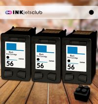 3 Pack HP 56 (C6656AN) Black Compatible Ink cartridge