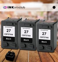 3 Pack HP 27 (C8727AN) Black Compatible Ink cartridge