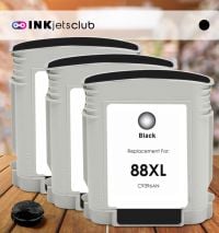 3 Pack HP 88XL (C9396AN) High-Yield Black Compatible Ink cartridge