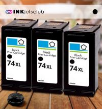 3 Pack HP 74XL (CB336WN) Black Compatible High-Yield Ink cartridge