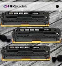 3 Pack HP 131X (CF210X) High Yield Black Compatible  Toner Cartridge