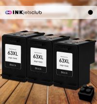 3 Pack HP 63XL (F6U64AN), Black Compatible  Ink Cartridge