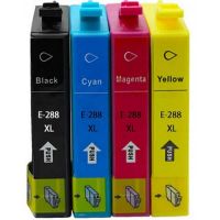 4 Pack - Epson 288XL High Yield Compatible Ink Cartridges. Includes 1 Black, 1 Cyan, 1 Magenta and 1 Yellow Ink Cartridges
