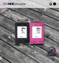 2 Pack HP 64XL Black and Tri-Color Set Replaces HP N9J92AN & N9J91AN