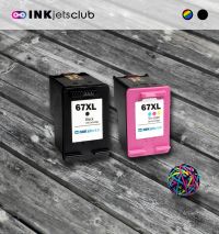 HP 67XL Series: 1 Each of 67XL HY Black and Tri-Color Remanufactured Replacement Ink Cartridges