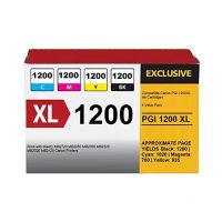 4 Pack - Canon PGI-1200XL High Yields Compatible Ink Cartridge Value Pack. Includes, 1 Black, 1 Cyan, 1 Magenta and 1 Yellow Ink Cartridges