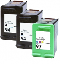3 Pack - HP 94 & 97 Ink Cartridge Value Pack. Includes 2 Black and 1 Color Compatible  Ink Cartridges