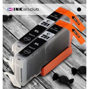 2 Pack Canon CLI-251XL (6448B001) High Yield Black Compatible Ink cartridge