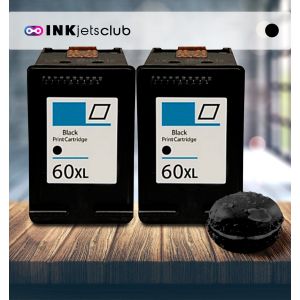 2 Pack HP 60XL (CC641WN) High-Yield Black Compatible Ink cartridge