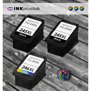 3 Pack - Canon PG-245 & CL-246 Ink Cartridge Value Pack. Includes 2 Black + 1 Color Compatible  Ink Cartridges