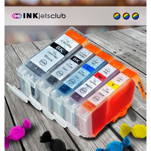 5 Pack - Canon BCI-3e/BCI-6 Ink Cartridge Value Pack. Includes 1 BCI-3e Black, 1 BCI-6 Black, 1 Cyan, 1 Magenta & 1 Yellow Compatible Ink Cartridges