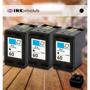 3 Pack HP 60 (CC640WN) Black Compatible Ink cartridge