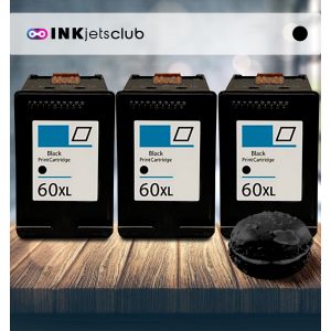3 Pack HP 60XL (CC641WN) High Yield Black Compatible Ink cartridge