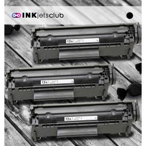 3 Pack HP 12A (Q2612A) Black Compatible Toner Cartridge