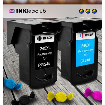 2 Pack - Canon PG-245XL & CL-246XL High Yield Ink Cartridge Value Pack. Includes 1 Black and 1 Color Compatible  Ink Cartridges