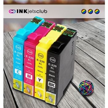 Epson 220XL High Yield Ink Cartridge Value 4 Pack Compatible Inkjet for Epson WorkForce WF-2760, WF-2750, WF-2630, WF-2650, WF-2660, XP-420 and XP-424 Printers
