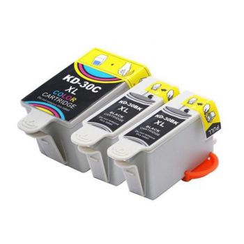 3 Pack - Kodak 30XL High Yield Ink Cartridge Value Pack. Includes 2 Black and 1 Color Compatible Ink Cartridges