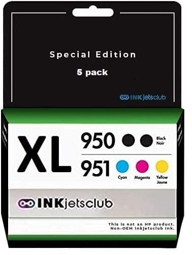 5 Pack - HP 950XL and 951XL High Yield Ink Cartridges. Includes 2 Black, 1  Cyan, 1 Magenta and 1 Yellow Compatible Ink Cartridges