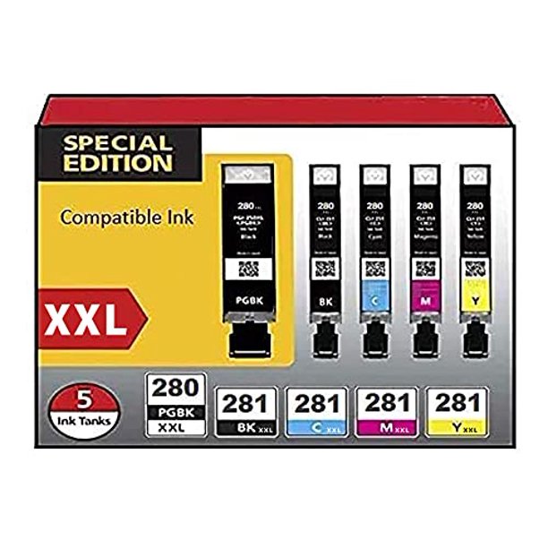 バリオスインク Canon PGI 280 XL / CLI 281 5 Pack High Yield Pigment Black
