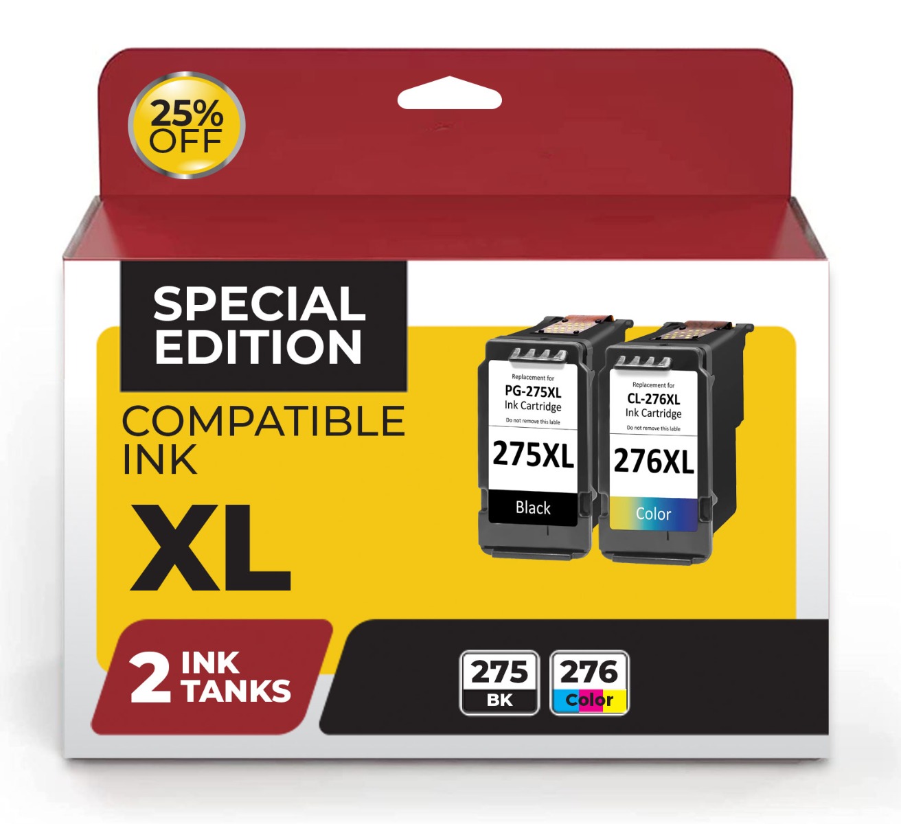 2 Pack - Canon PG-275XL & CL-276XL Compatible Ink Cartridge Value Pack